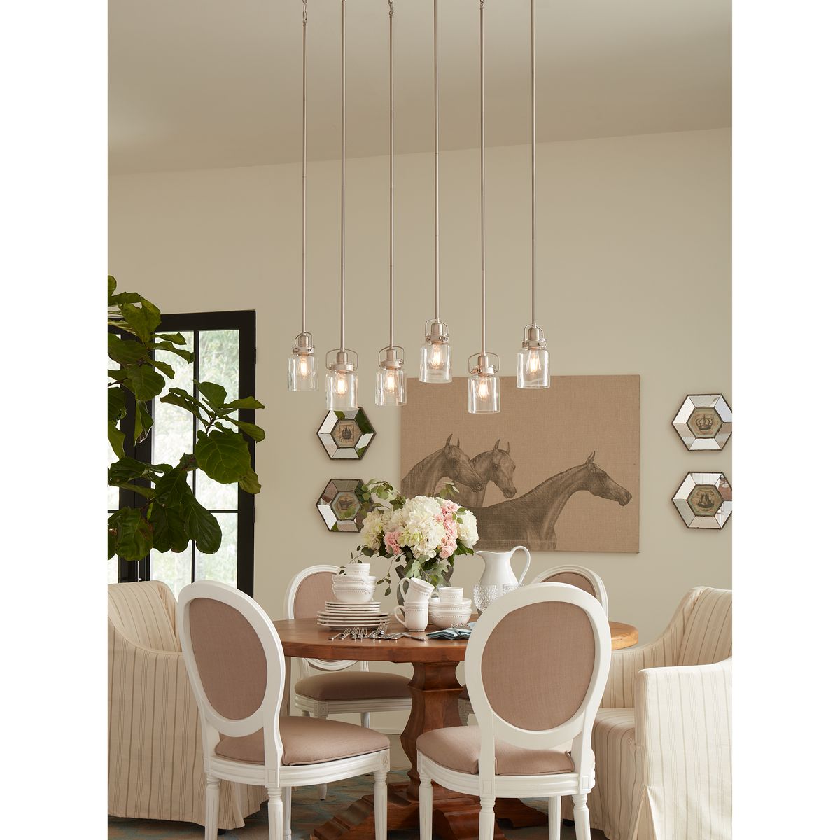 Calhoun Collection Clear Glass Mini Pendant Light Fixture - Modern Small Hanging Light for Kitchen Island, Dining Room, or Bedroom Decor