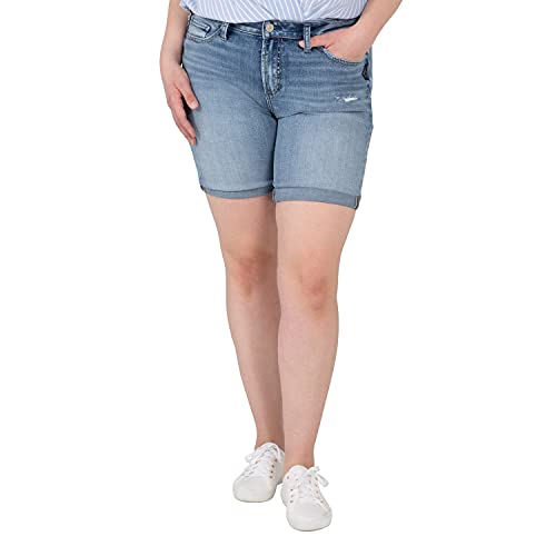 Silver Jeans Co. Women's Plus Size Avery High Rise Short - Stretch Denim Shorts for Curvy Women | Perfect for Summer Outfits, Casual Wear & Beach Vacations