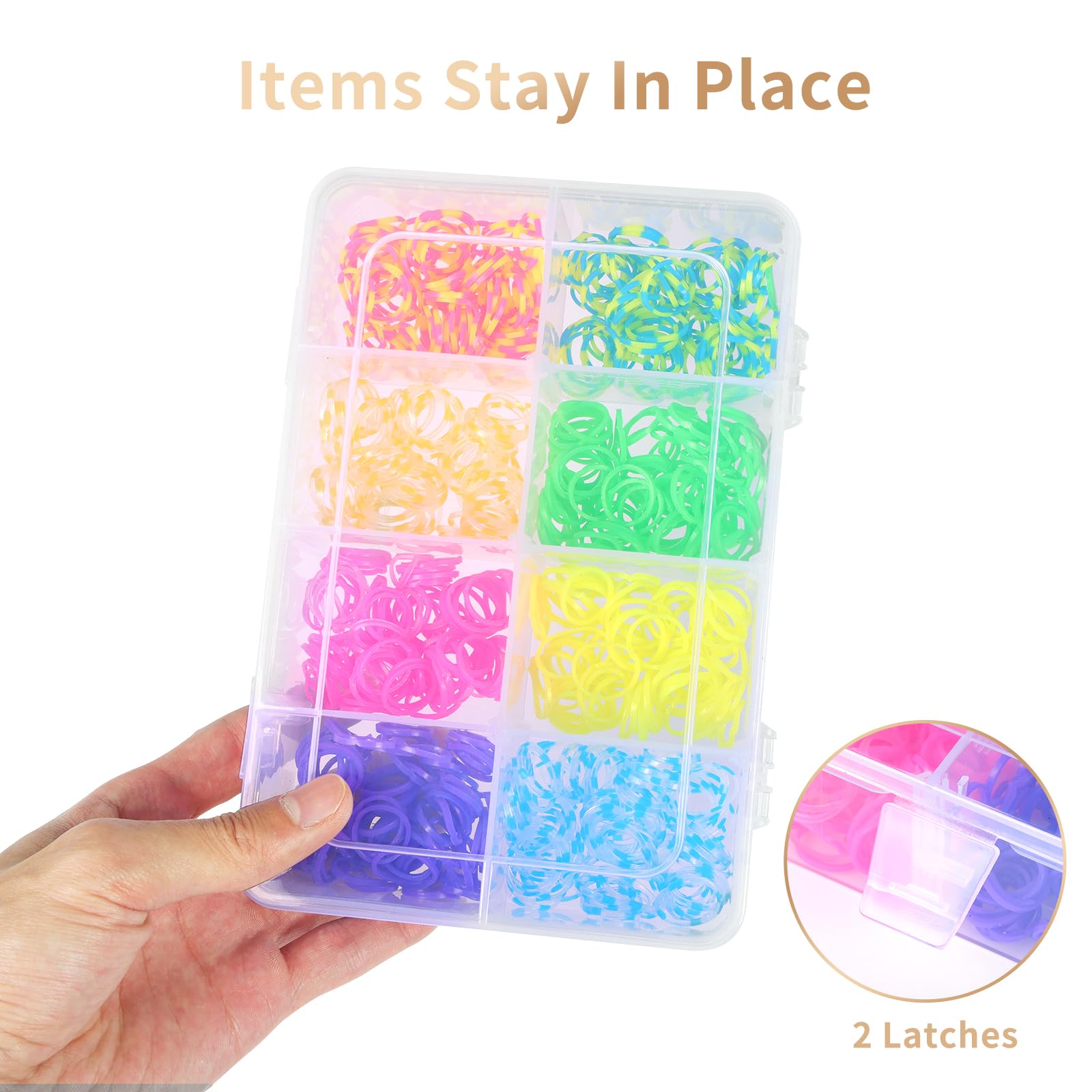 QUEFE 2-Pack Bead Organizer Box - 8 Grids with Removable Dividers for Jewelry, Crafts & Small Parts Storage