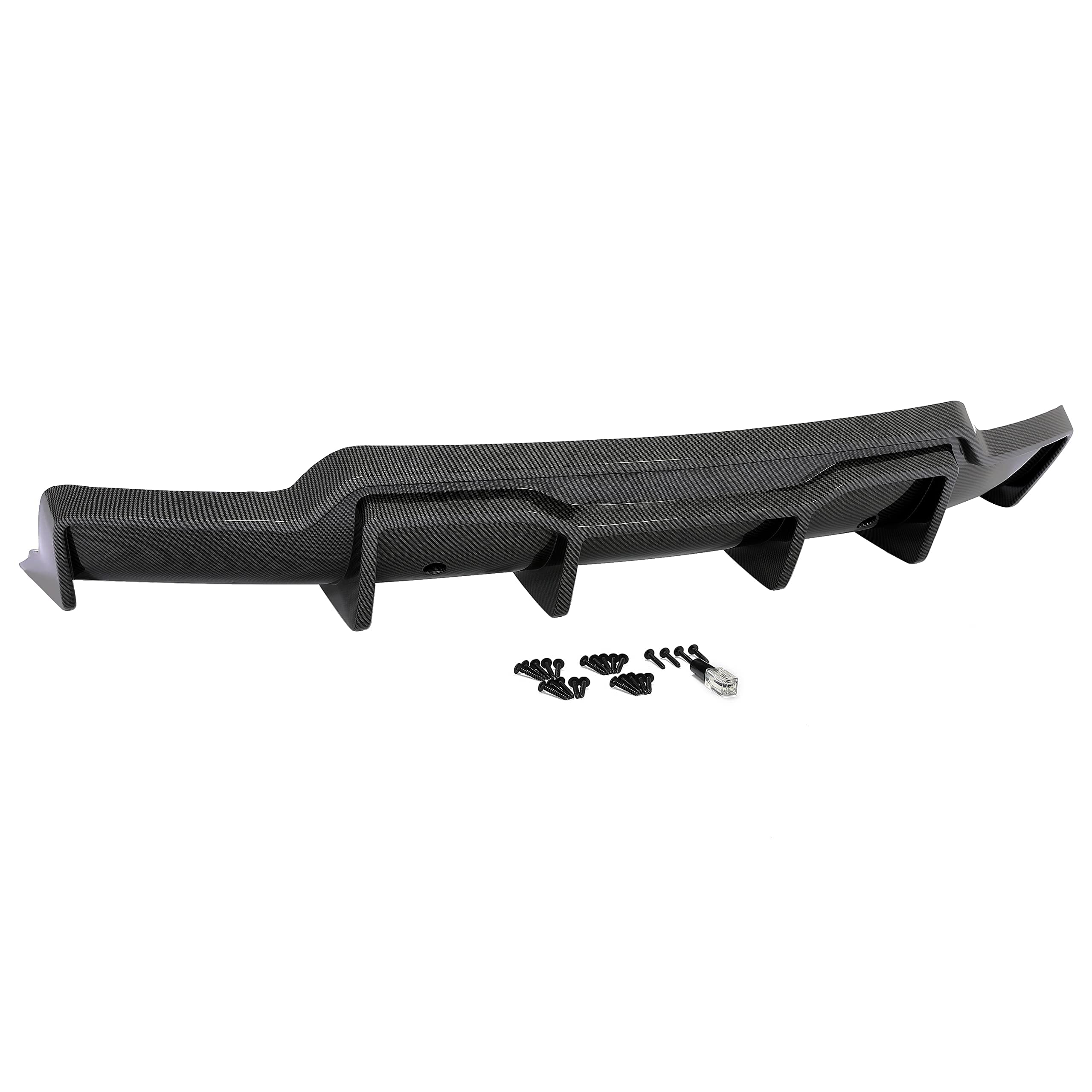 KUAFU Rear Bumper Diffuser for 2017-2023 Tesla Model 3 Sedan - V Style Carbon Fiber Lower Bumper Lip Spoiler & Valance Protector Body Kit | Enhances Aerodynamics & Sporty Look for Street Racing & Car Shows