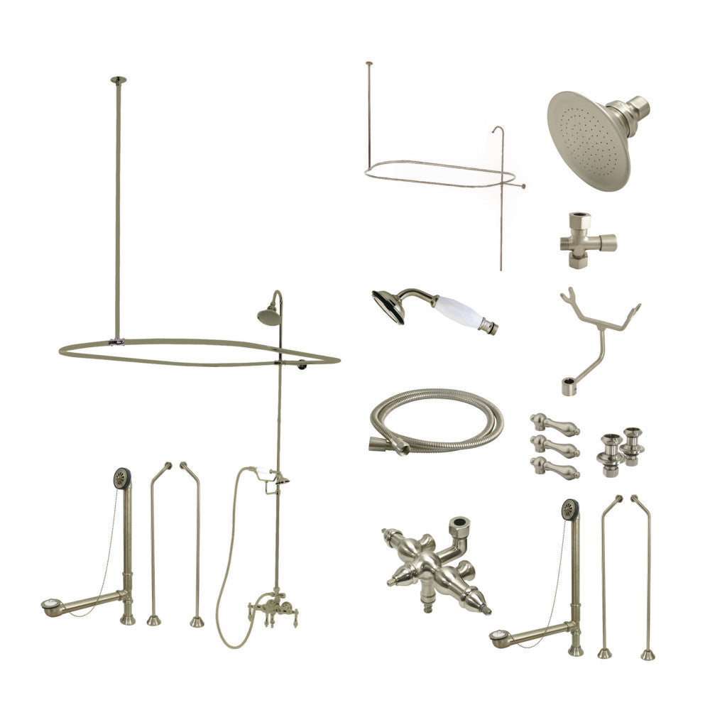 Kingston Brass CCK3185AL Vintage Clawfoot Tub Faucet Set with Down Spout - Antique Style Bathroom Fixture for Classic & Modern Bathrooms