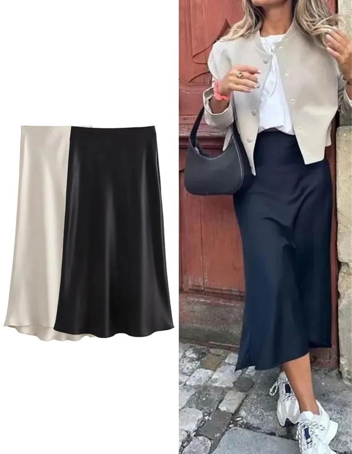 Elegant Women's High Waist Satin Midi Skirt - Y2K Fashion Solid Color Slim Fit Long Skirt with Silk Texture - Perfect for Party, Date Night, Office Wear and Formal Occasions
