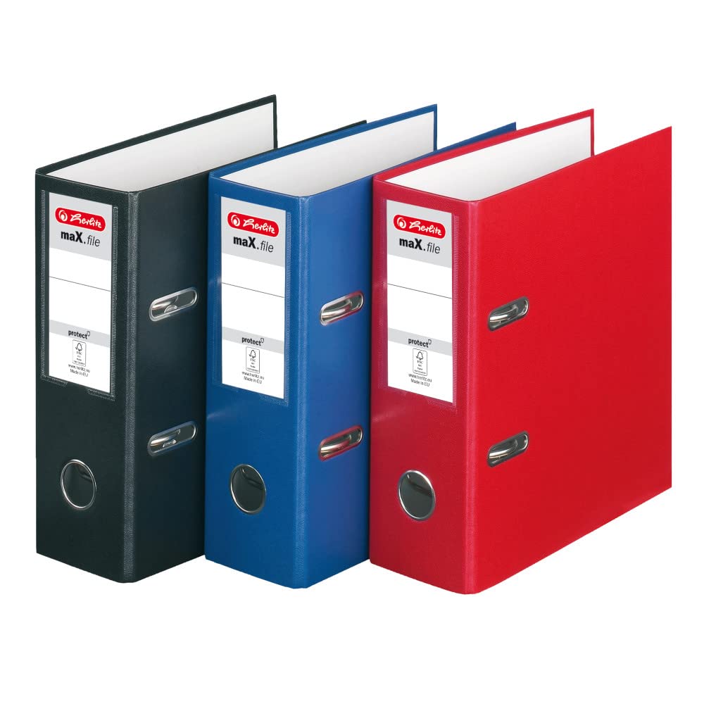 Max File Protect A5 Upright Lever Arch File - Black | Secure Document Storage for Office & Home Organization | Perfect for Contracts, Reports & Important Papers