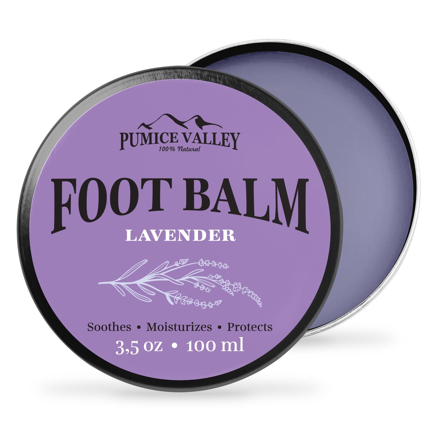 Pumice Valley Foot Balm Cream for Dry Cracked Heels & Calluses - Natural Moisturizing Foot Treatment with Lavender - 3.5 Oz | Best for Cracked Heel Repair, Dry Skin Relief & Pedicure Care at Home