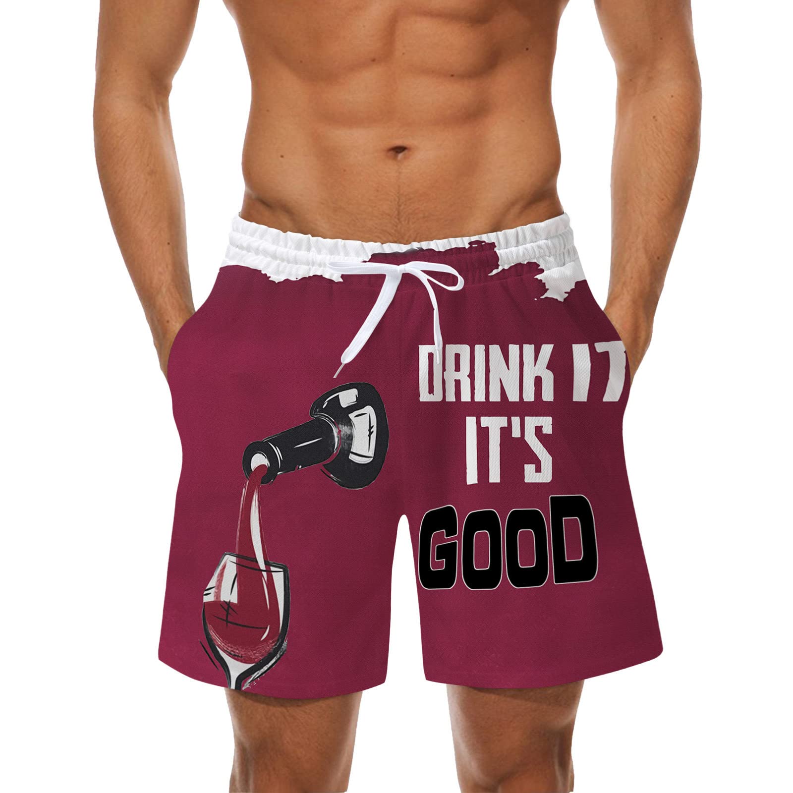 IJKEID Men's & Women's Summer Casual Breathable Mesh Printed Beach Shorts for Swimming, Surfing, and Outdoor Activities