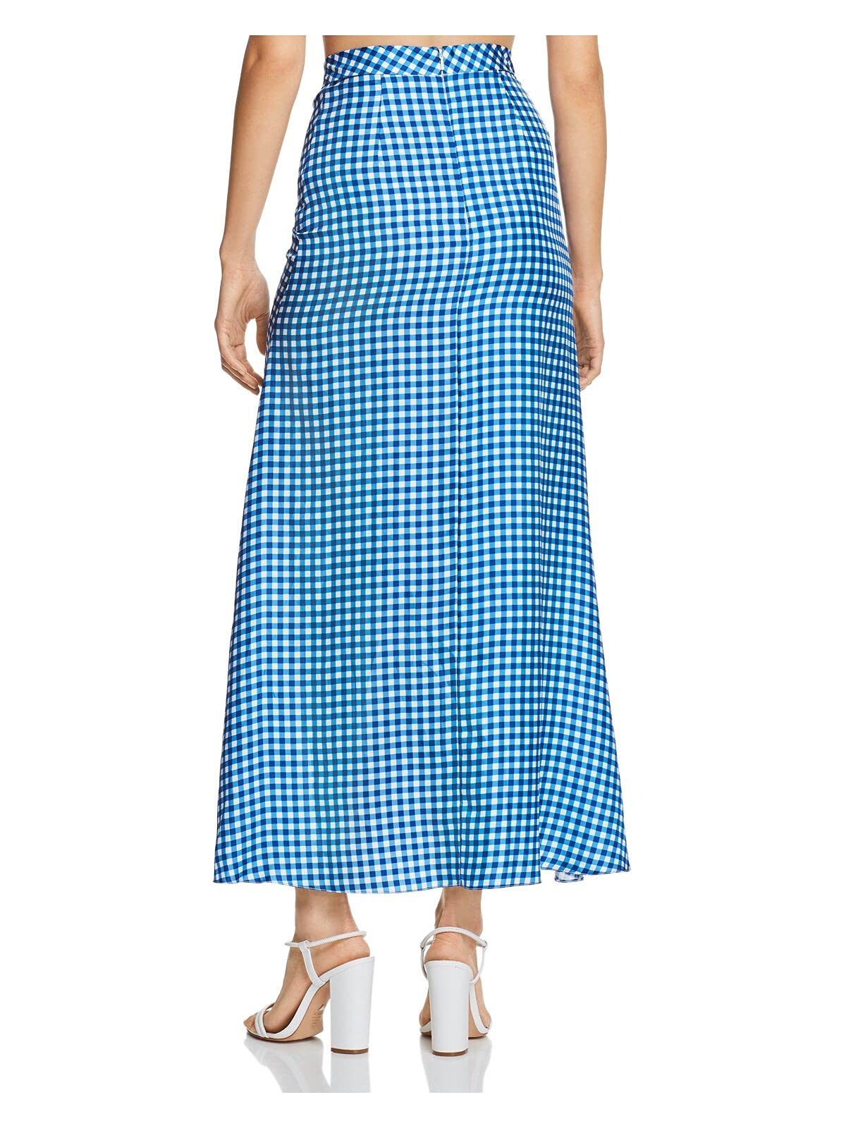 PAPER LONDON Women's Blue Check Maxi Mermaid Skirt Size 4 | Elegant Formal Dress for Parties, Weddings & Special Occasions