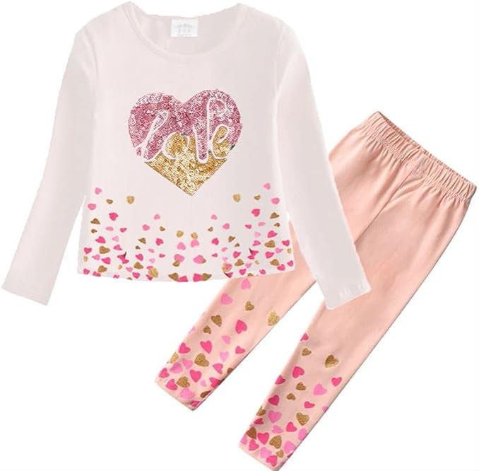 VIKITA Toddler Girls Winter Outfits - Cute Kids Shirts & Leggings Sets for 2-6 Years, Warm Birthday Gifts for Holidays & Playdates