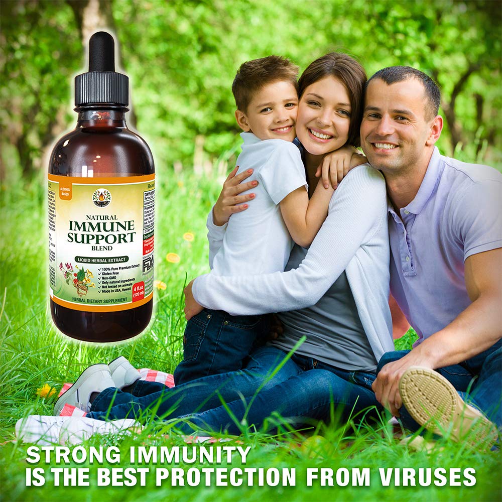 Natural Immune Support Supplement - Alcohol-Free Herbal Extract with Quina, OSHA, Echinacea & 9 More Powerful Herbs (32 oz) - Boost Wellness for Cold Season, Travel & Daily Immune Defense