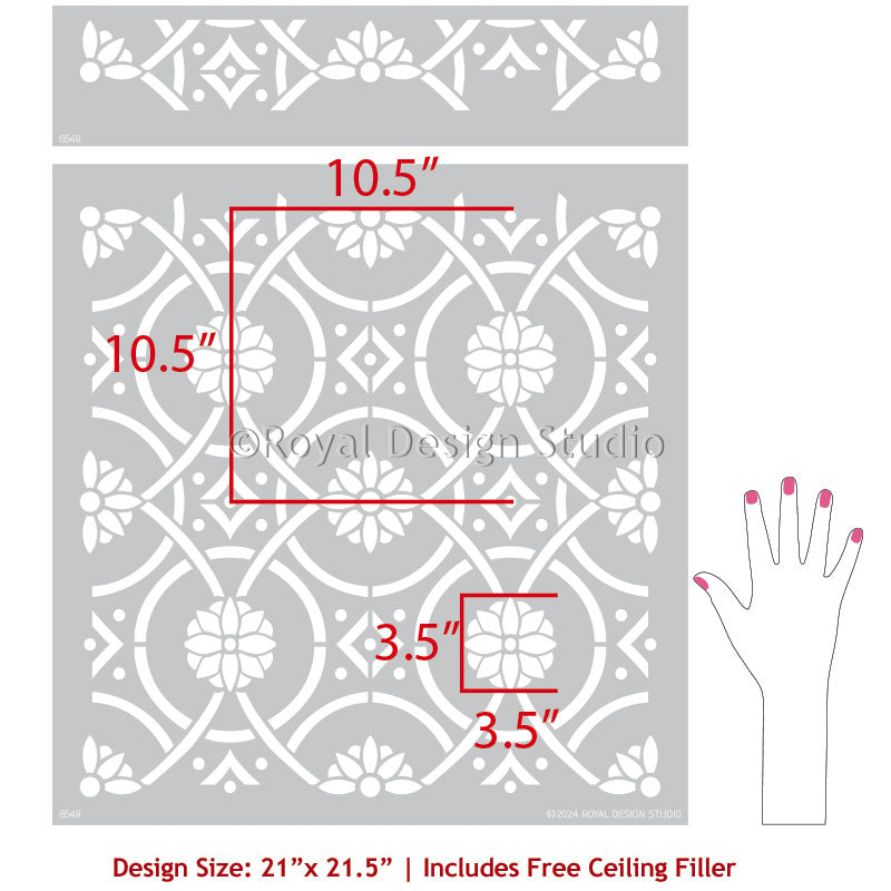 Asian Art Deco Wall Stencil - Vintage Floral Pattern Stencils for Home Decor, DIY Wall Painting & Furniture Design | Perfect for Living Room, Bedroom & Craft Projects