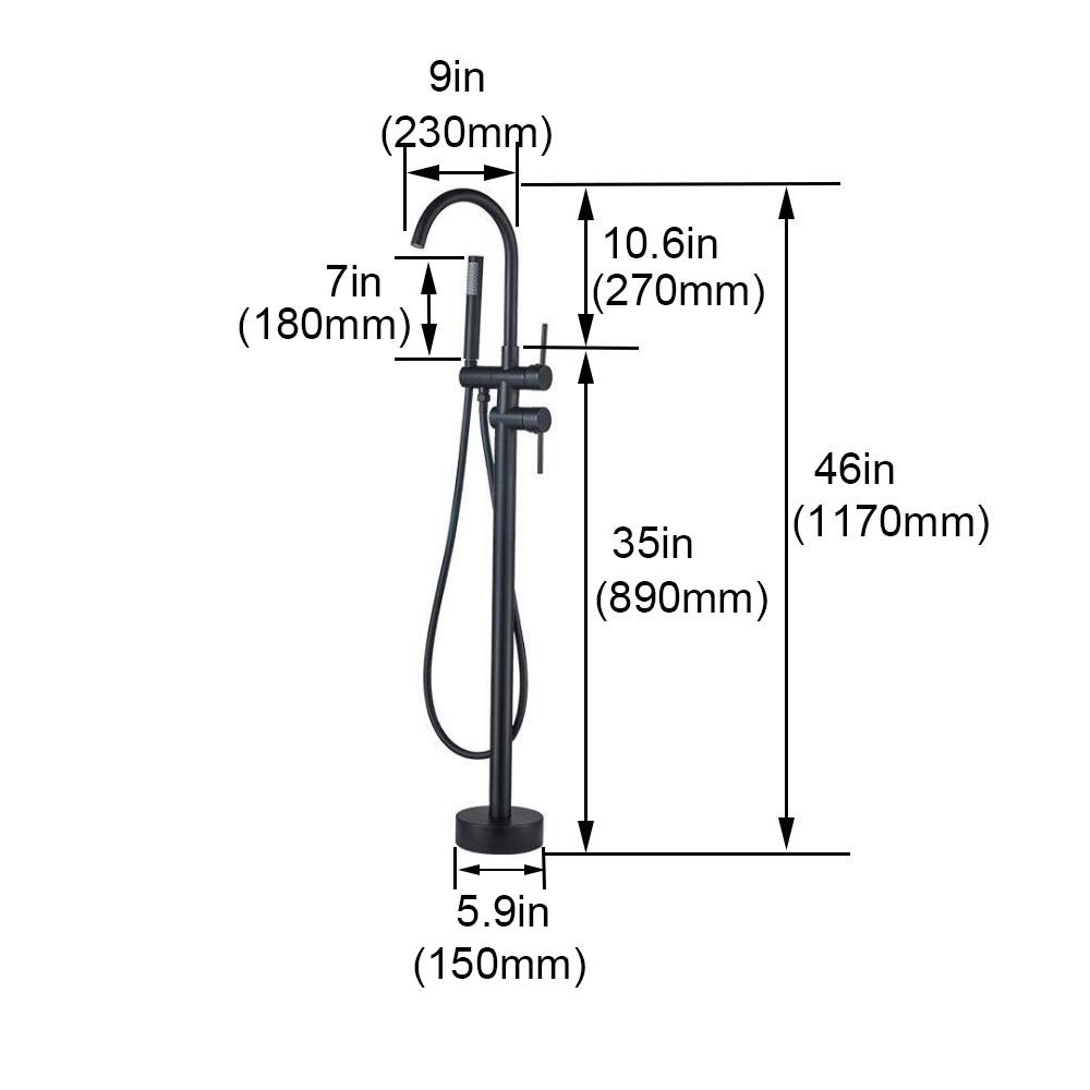 Matte Black Bathtub Faucet with Handheld Shower Mixer - Floor Mount Tub Filler & Shower Faucet for Modern Bathrooms | Perfect for Spa-Like Relaxation & Convenient Bathing