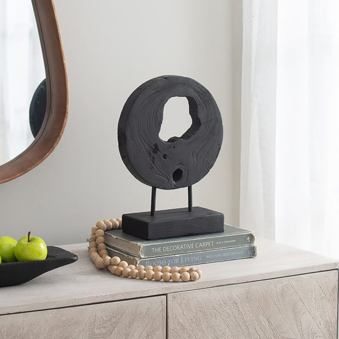 Handcrafted Black Teak Wood Sculpture - Elegant Home Decor Art Piece for Living Room, Office & Garden Display