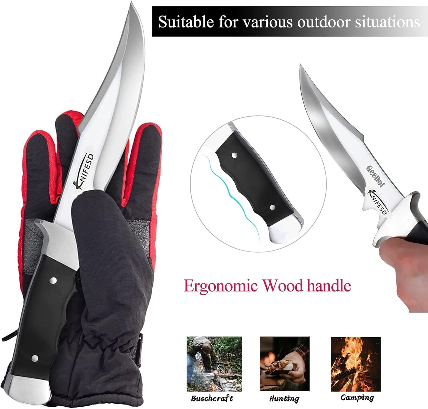 Premium UMF Fixed Blade Survival Knife - Full Tang Hunting Knife with Sheath | Ideal for Outdoor Camping, Hunting, Deer Dressing & Bushcraft Activities