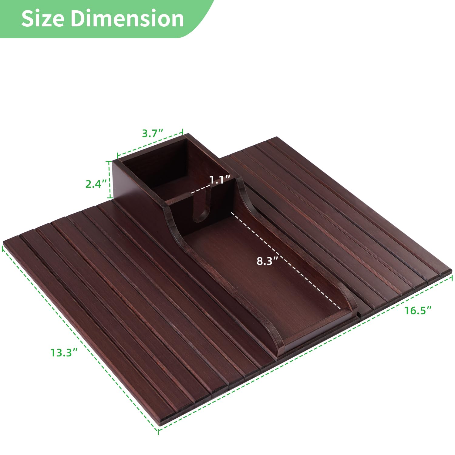 GEHE Bamboo Couch Cup Holder - Anti-Spill Drink Tray for Sofa Armrest | Natural Wood Snack & Remote Control Organizer | Perfect for Beer, Coffee, TV Watching & Relaxing at Home