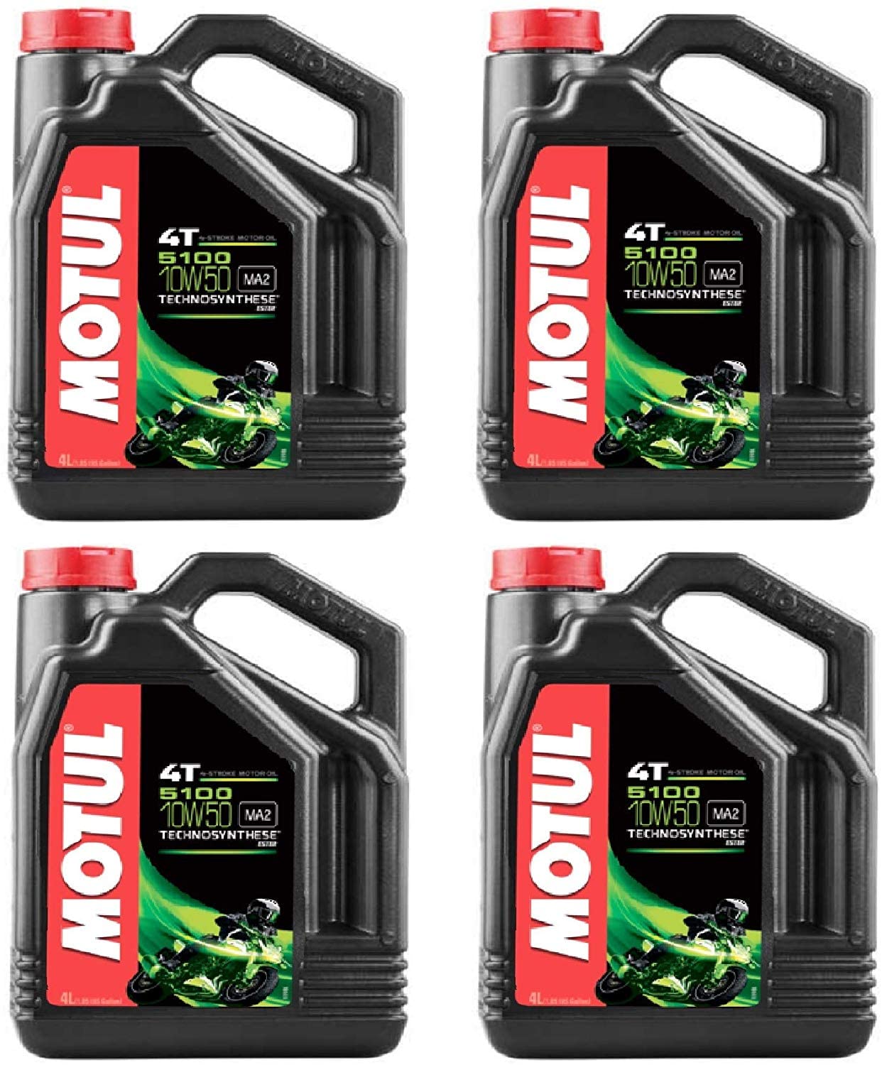 Motul 104076 10W-50 4T Motor Oil - 4 Pack (1 Gallon Bottles Each) for High-Performance Motorcycles, Dirt Bikes & ATVs - Ideal for Racing, Off-Road & Extreme Conditions