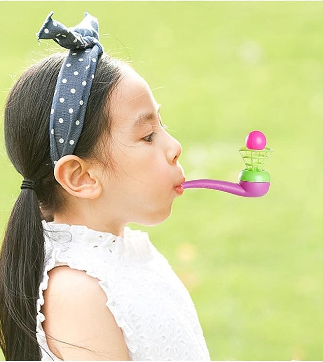 3pcs Random Color Floating Blow Pipe Balls Game Toys - Fun Balance Blowing Party Supplies for Kids & Adults - Stress Relief Toys for Toddlers, Family Game Night, Birthday Parties and Office Breaks