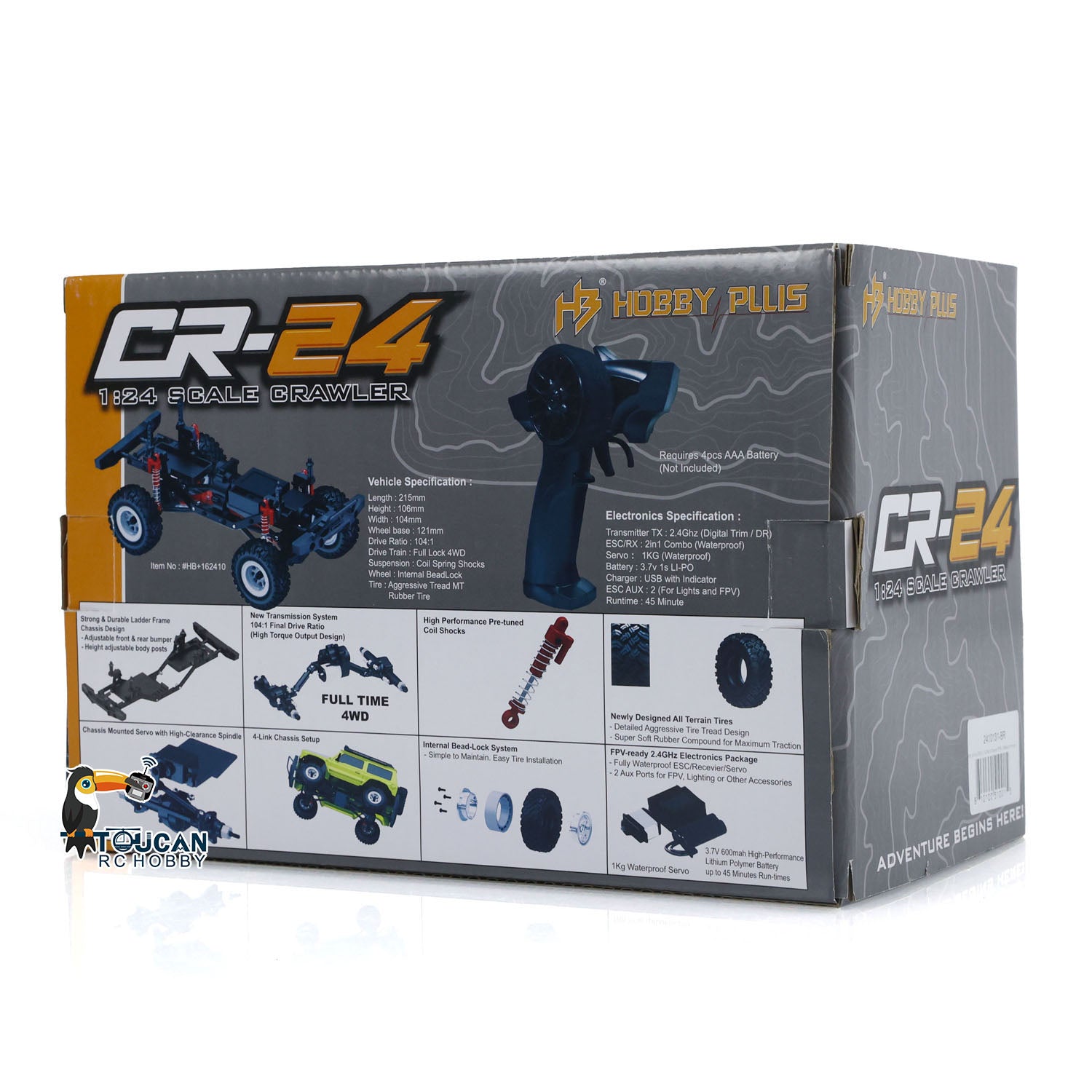 1:24 Scale 4x4 RC Off-Road Truck - 4WD Remote Control Crawler Car with DIY Simulation Model, ESC Servo & LED Light System - Perfect for Indoor/Outdoor Rock Crawling & Off-Road Adventure Play