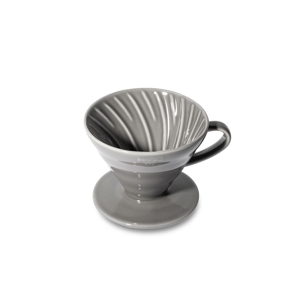 Hario V60 Ceramic Coffee Dripper 02 & Glass Server Set - Gray | Pour Over Coffee Brewer Kit for Home, Office & Specialty Coffee Shops