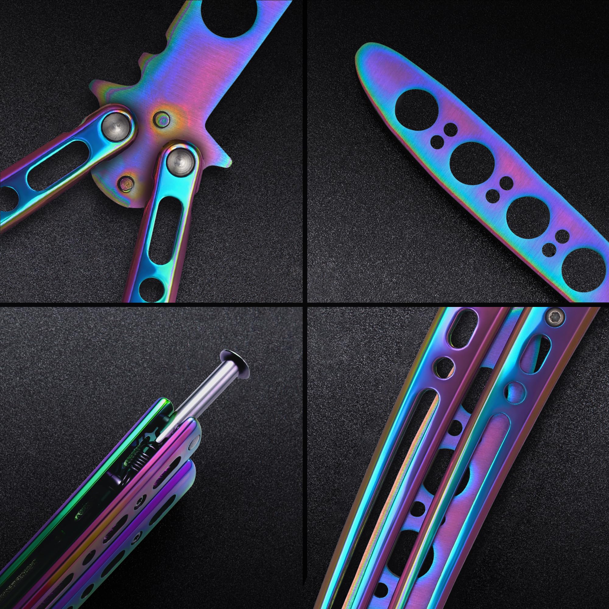 Balisong Trainer Knife - Non-Sharp Butterfly Practice Knife with Spring Latch - Stainless Steel Dull Blade Trick Toy for CSGO Fans & Fidget Stress Relief - Perfect for Beginners Learning Knife Tricks - Great for EDC, Skill Training & Anxiety Relief