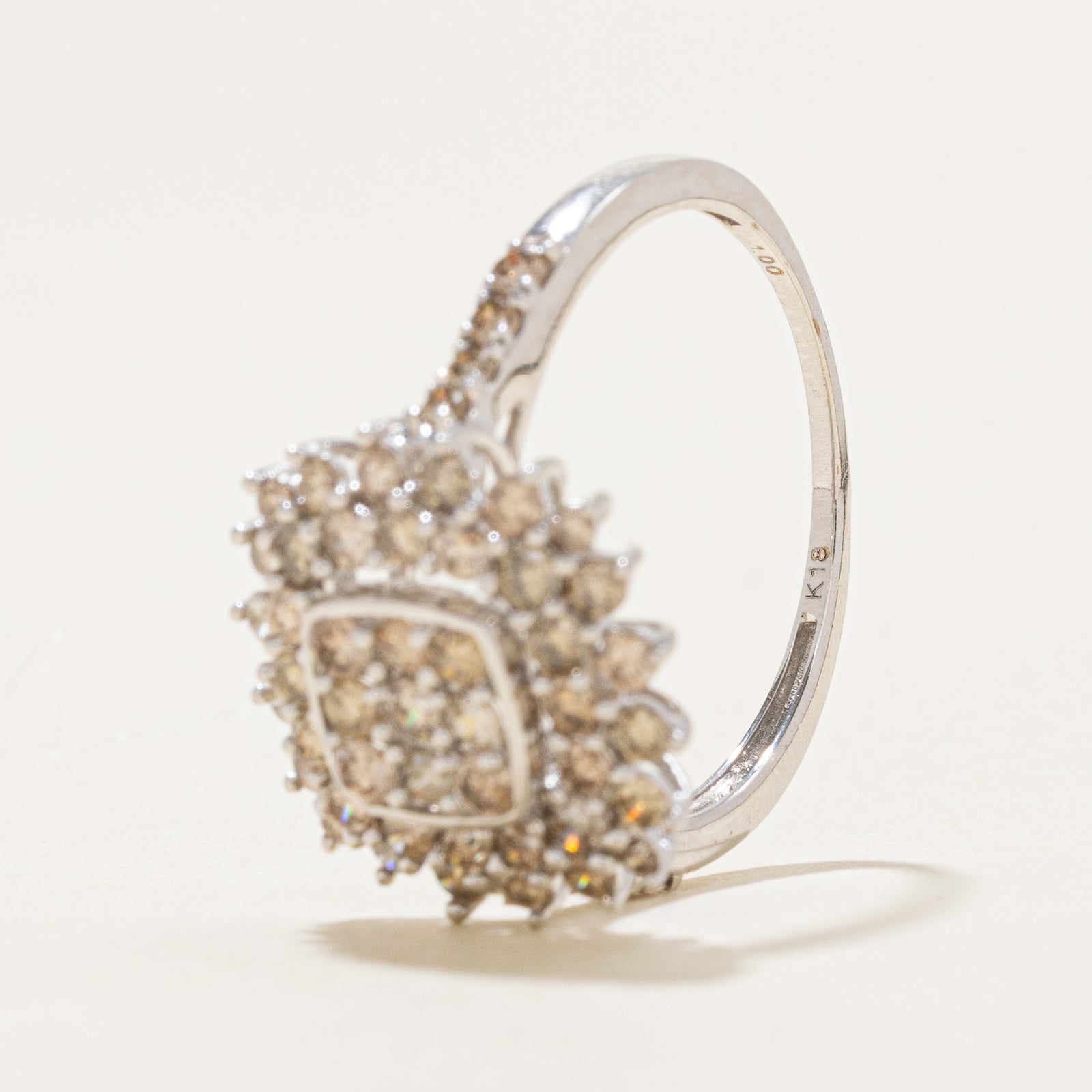 1.00ctw Diamond Cluster Petal Ring - Size 6 | Elegant Floral Engagement Ring for Women | Perfect for Weddings, Anniversaries & Special Occasions