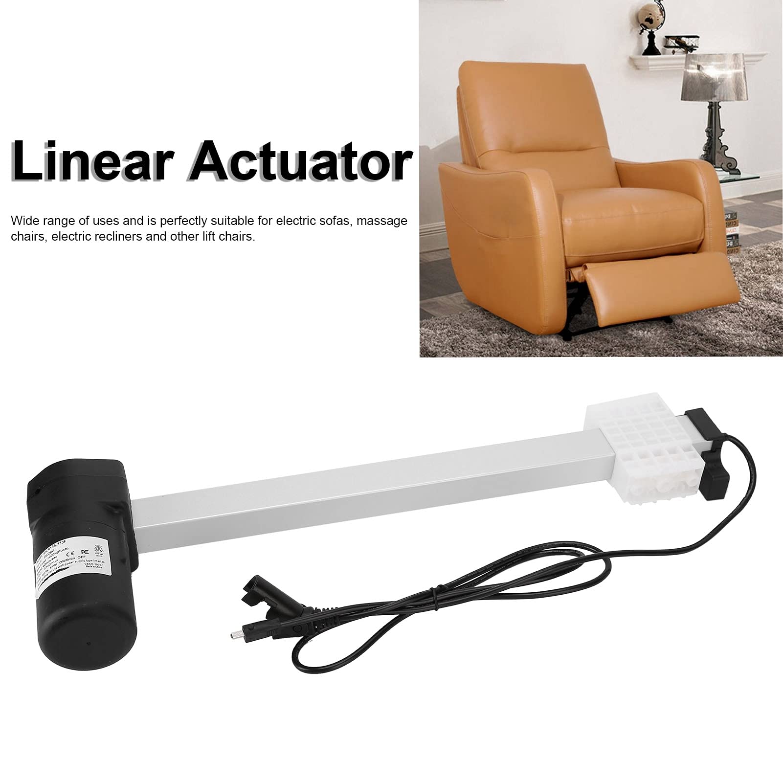 Electric Recliner Lift Chair Motor Replacement - 333mm Stroke DC Linear Actuator for Massage Chairs & Sofas - Easy Installation & Durable Performance - Perfect for Home Theater, Living Room & Elderly Care