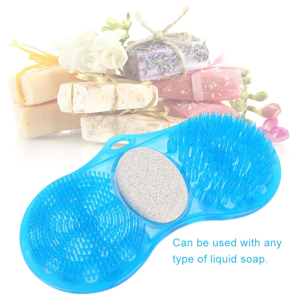 **YUYTE Foot Scrub & Acupressure Massager - Anti-Slip Shower Scrubber Mat with Pumice Stone for Exfoliating & Cleaning Feet - Perfect for Bathroom, Spa & Pedicure Care**