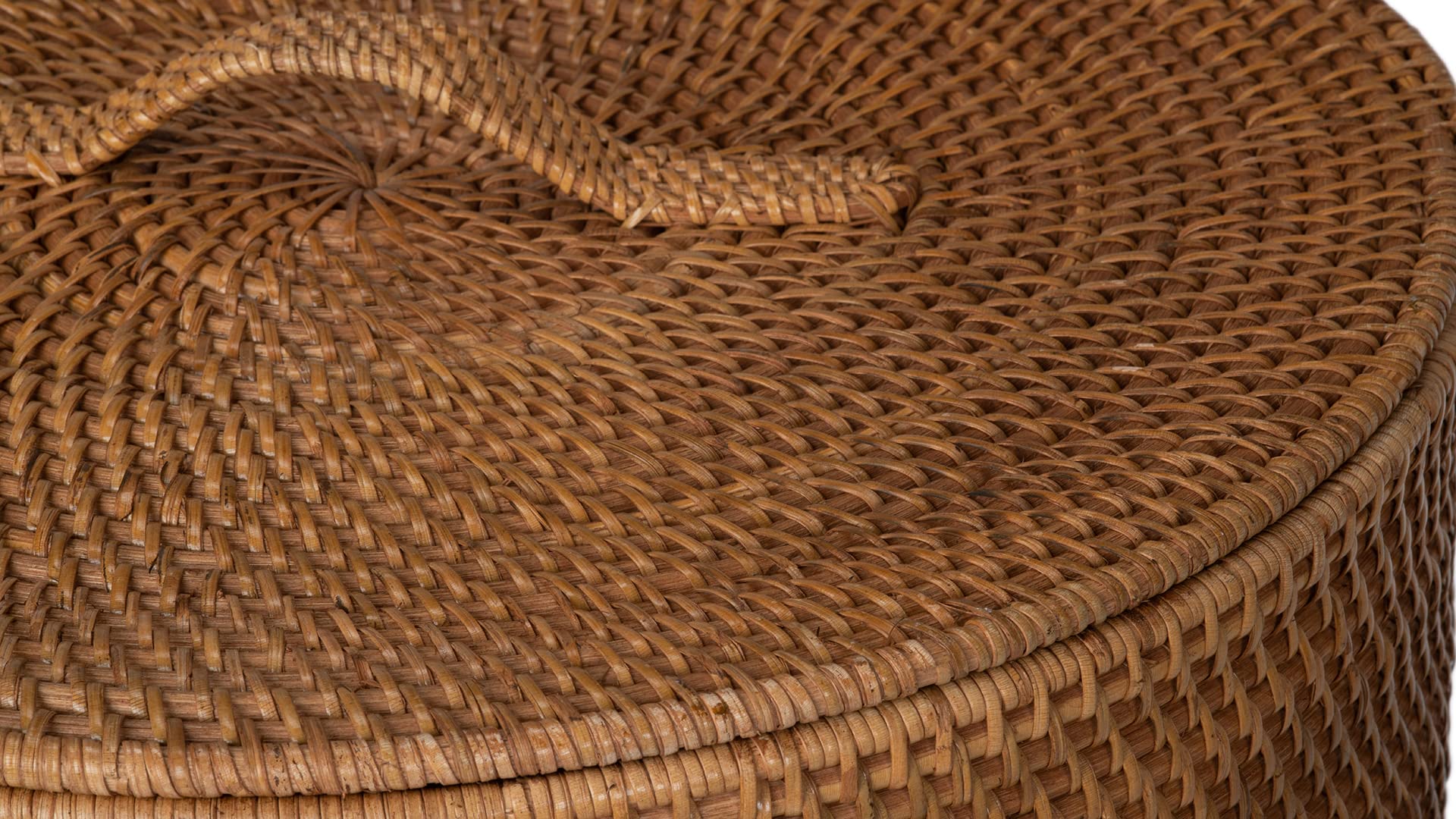 KOUBOO Loma Round Rattan Laundry Hamper with Lid - Stylish Wicker Storage Basket for Bedroom, Bathroom & Nursery - Perfect for Organizing Clothes, Blankets and Toys - Natural Brown Home Decor