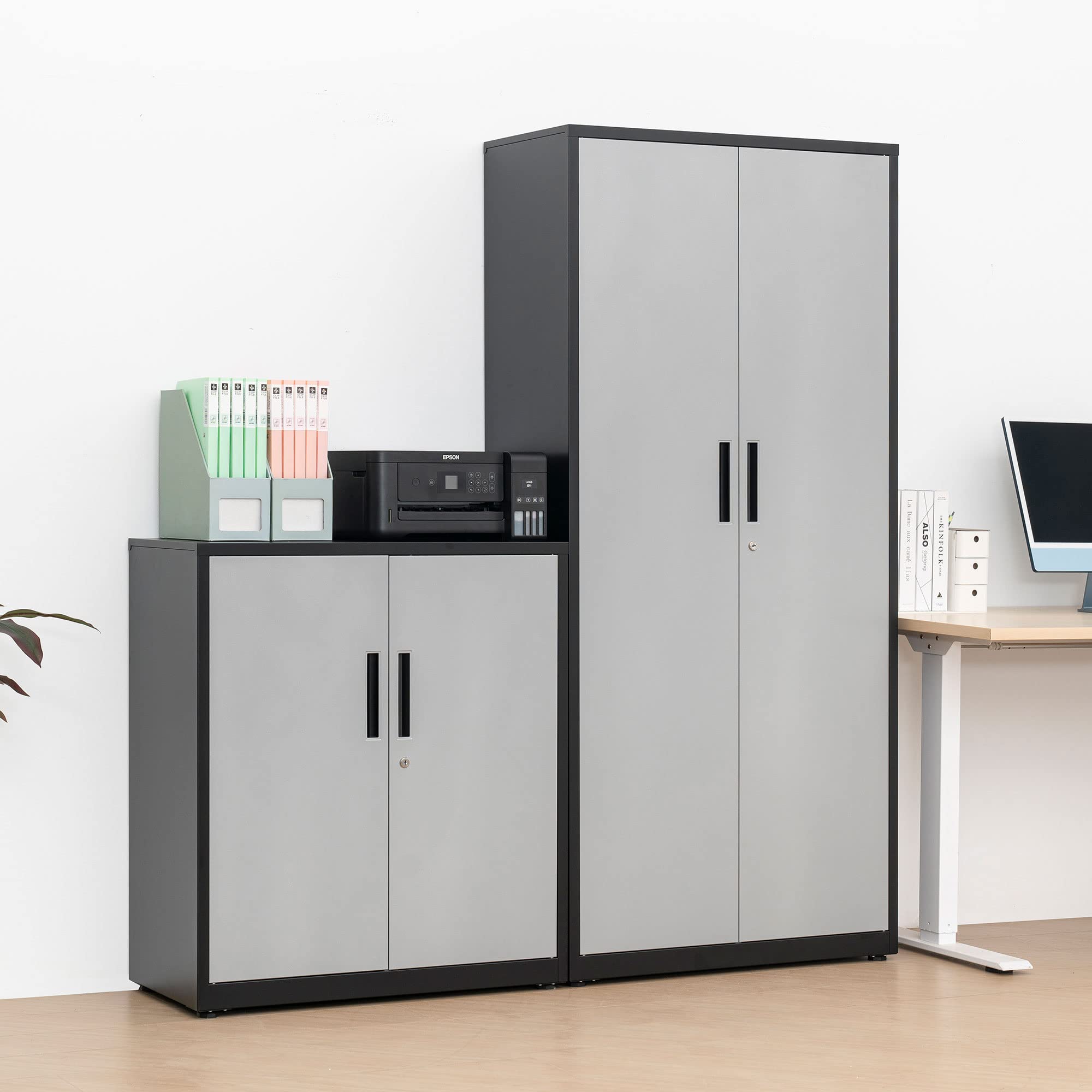 Metal Storage Cabinet with Locking Doors & Adjustable Shelves - 36.02