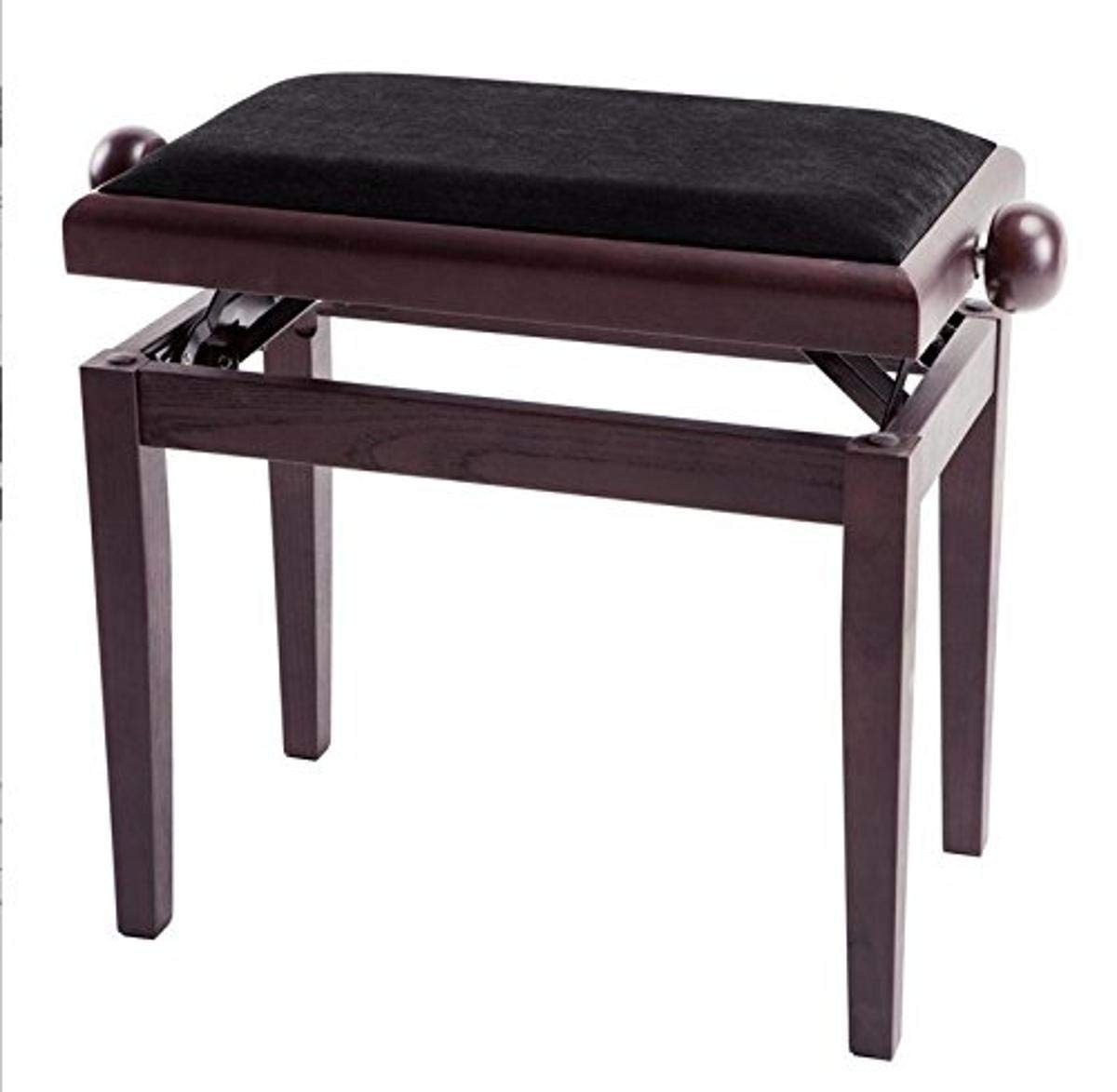 Premium Gewa 130040 Deluxe Adjustable Piano Bench - Matte Rosewood Finish with Black Leather Seat Cover | Perfect for Home Studios, Music Classrooms & Concert Performances
