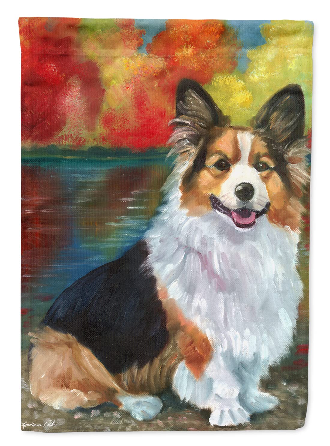 Caroline's Treasures 7294GF Corgi by The Lake Garden Flag - Colorful Outdoor Decorative Flag for Yard, Porch & Patio - Perfect for Dog Lovers & Corgi Enthusiasts