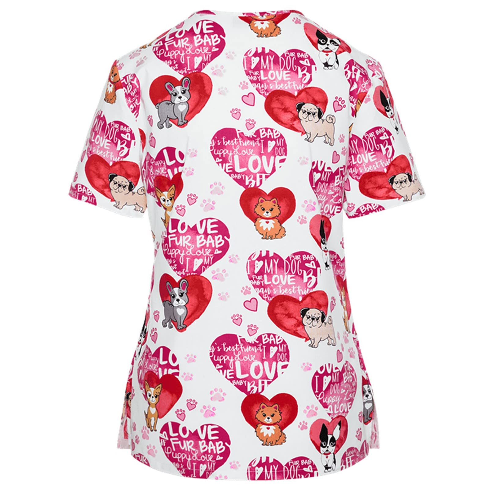 HUANKD Women's Printed Scrub Tops - Short Sleeve V-Neck Cartoon Pattern Nursing Uniform T-Shirts (Sizes S-5XL) | Comfortable Medical Workwear for Nurses, Doctors & Healthcare Professionals