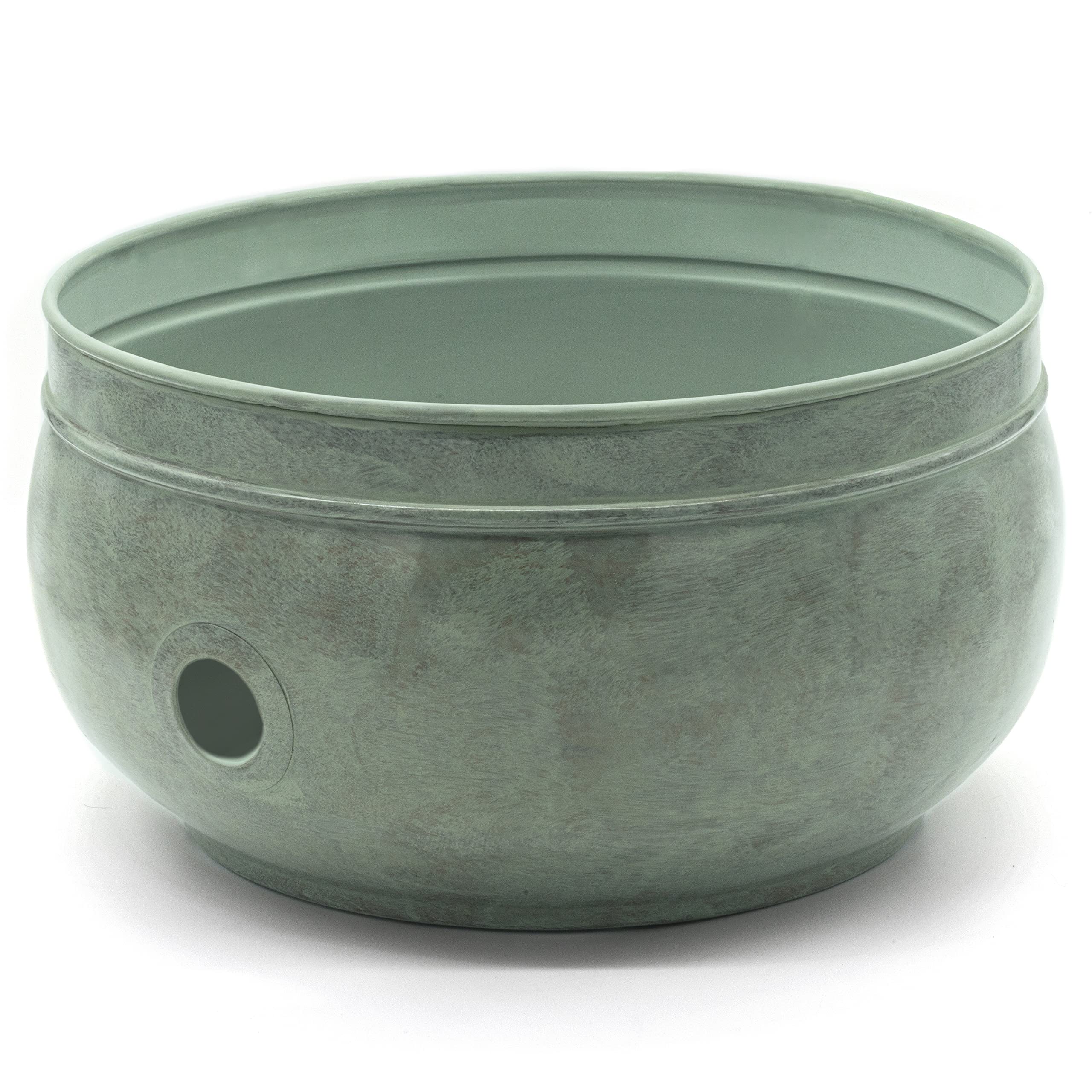 Good Directions Sonoma Hose Pot - Blue Verde Brass Outdoor Garden Decor for Watering Hoses & Yard Organization
