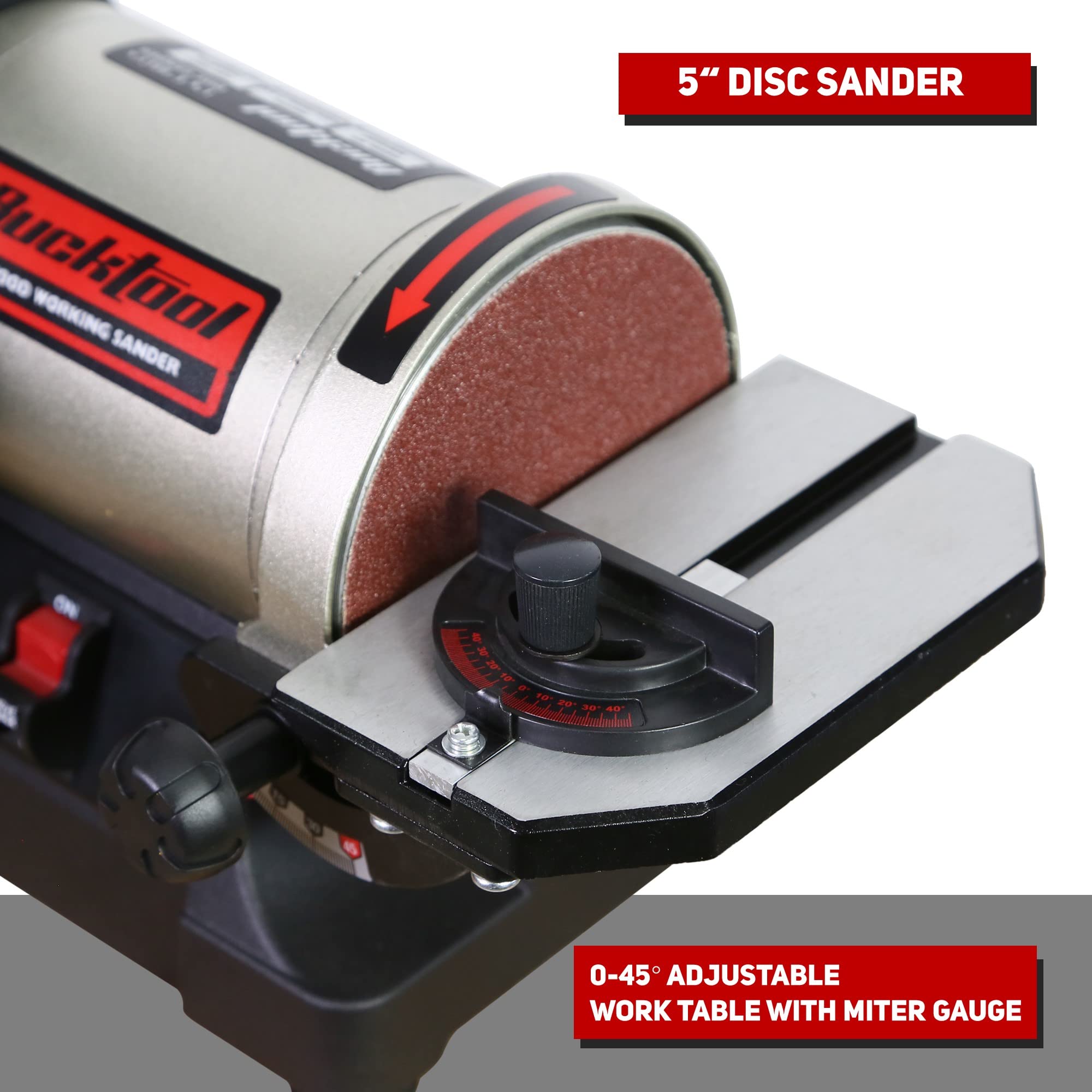 Bucktool 1x30 Inch Belt Sander with 5 Inch Disc - 1/3HP Benchtop Sander with Wrench Storage & Easy Belt Cover - Perfect for Woodworking, Metal Polishing & DIY Projects