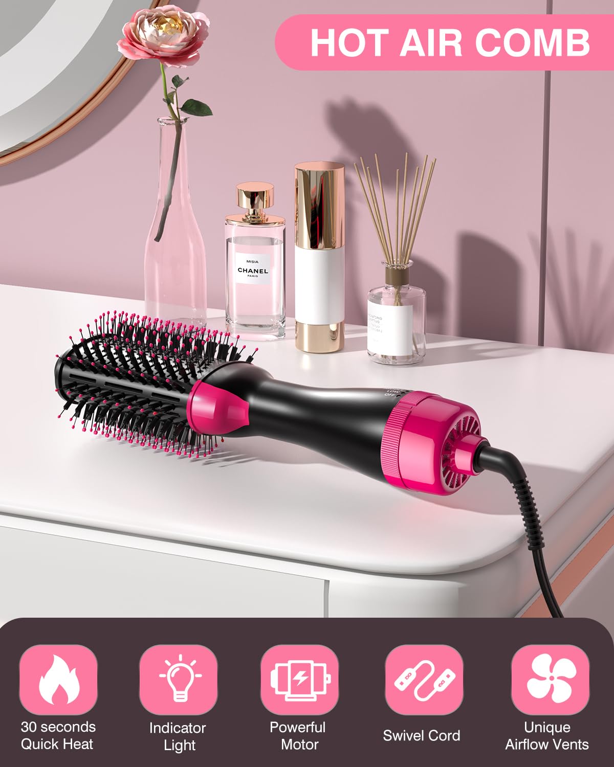 4-in-1 Ionic Hair Dryer Brush - Styler & Volumizer for Salon Blowouts at Home