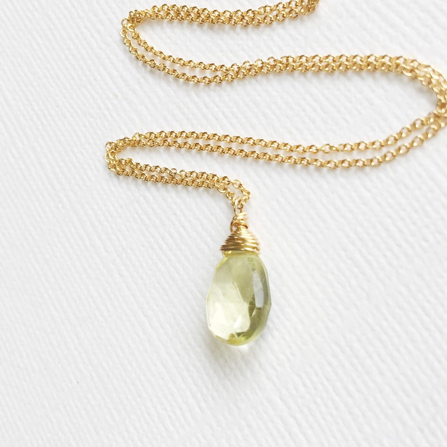Yazmin Lemon Topaz Necklace (N197) - Elegant Jewelry for Women, Perfect for Parties, Weddings & Gifts
