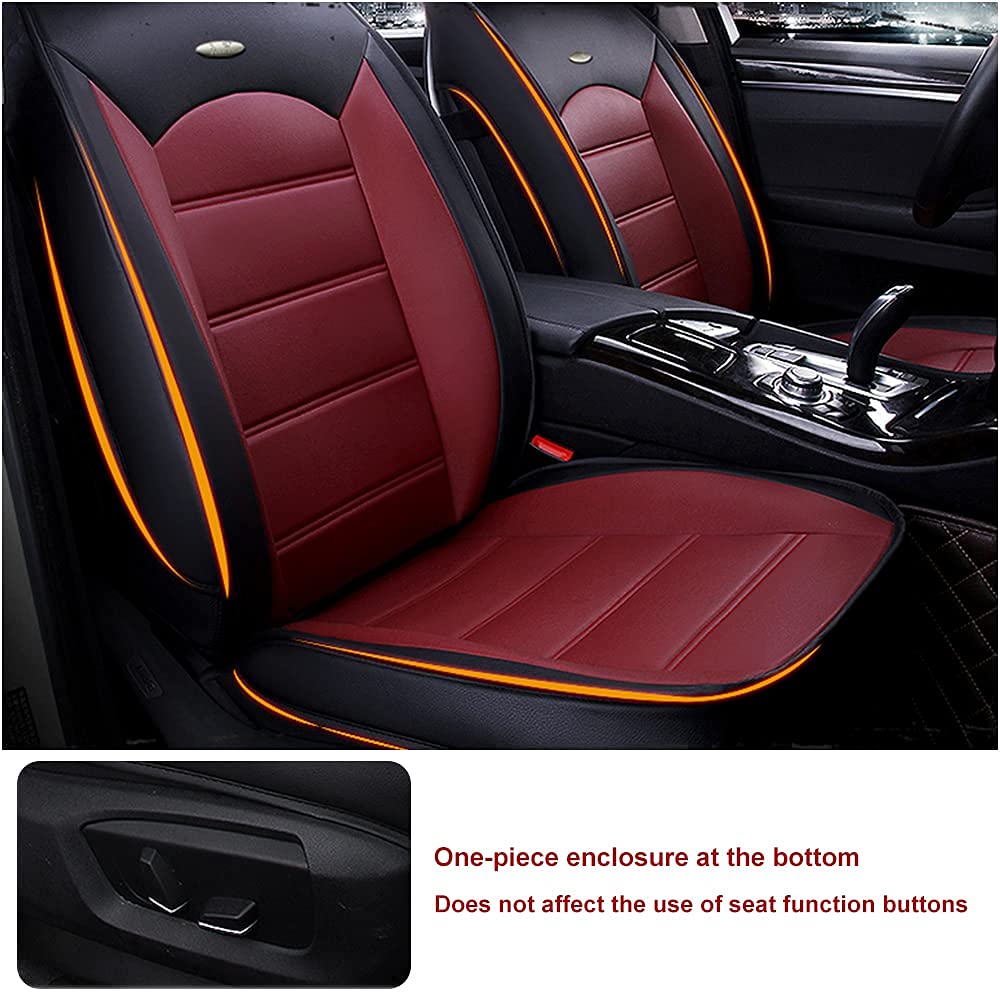 Premium Universal Leather Car Seat Covers - Waterproof, Airbag Compatible & Wear Resistant (Beige) - 2-Piece Set with Comfort Pillow | Perfect for SUVs, Sedans & Trucks | Enhances Interior Style & Protection