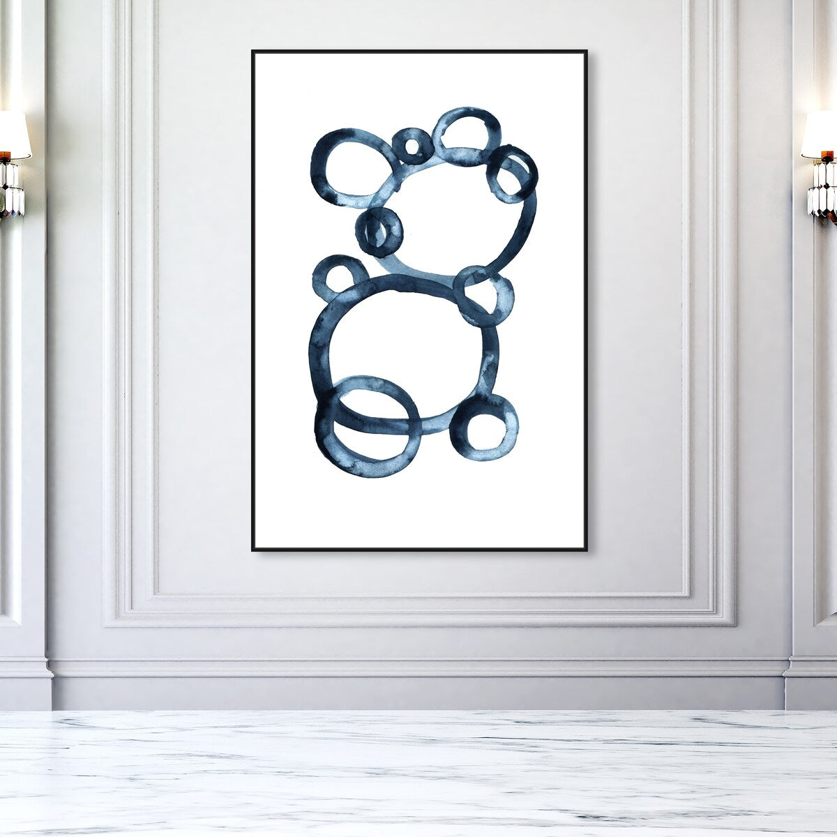 Bear Bubbles Canvas Wall Art - Modern Baby Bear Finger Painting Nursery Decor - White Framed Contemporary Print for Boys Bedroom - Perfect for Kids Room, Playroom & Nursery Decorations