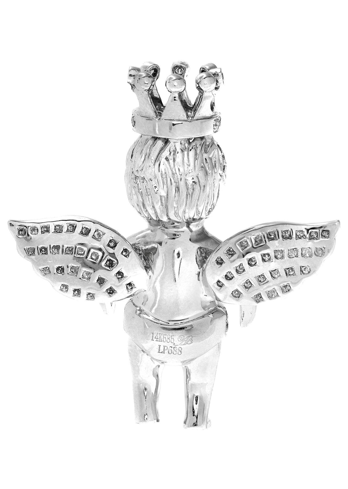 Diamond Angel Pendant Necklace - 21.97 Grams 1.66 Carats White Gold Jewelry - Perfect Gift for Christmas, Birthday & Special Occasions