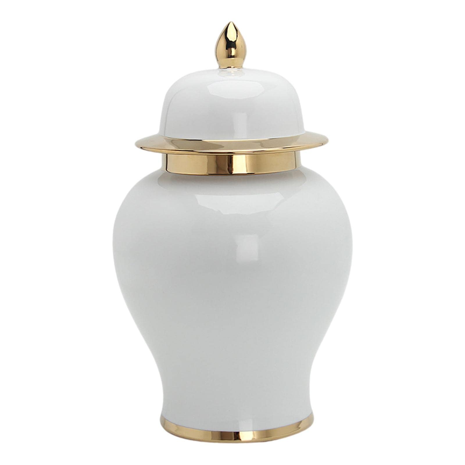 Luxury Ceramic Ginger Jar with Lid - Porcelain Bud Vase for Floral Arrangements, Home Decor, Housewarming Gift - Elegant Handcrafted White Vase (7.68x7.68x13.58 Inches) - Perfect for Living Room, Dining Table, Entryway & Wedding Centerpieces