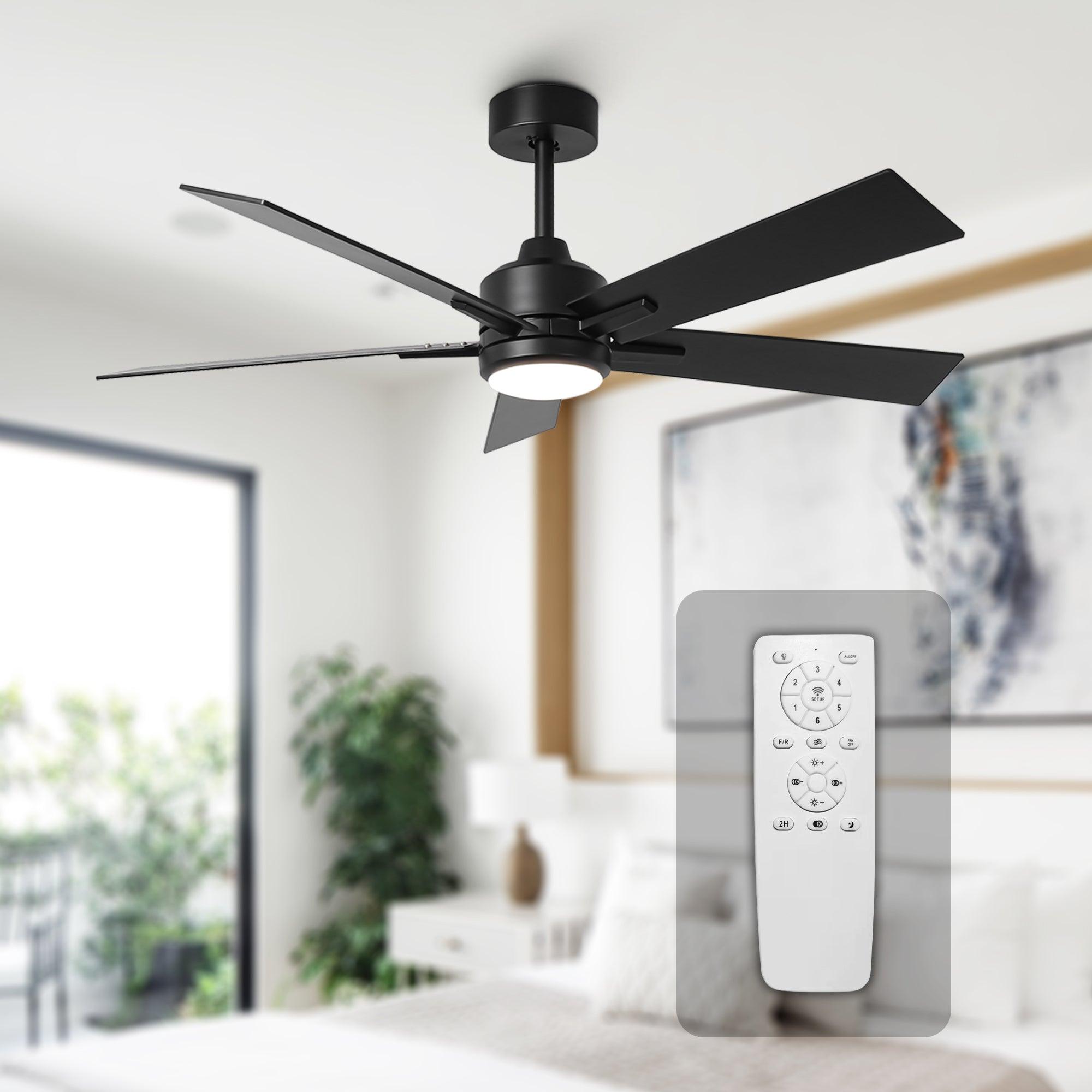 48 DC Motor 5-Blade Modern Ceiling Fan with Downrod Mount - Perfect for Living Room, Bedroom, and Office Cooling
