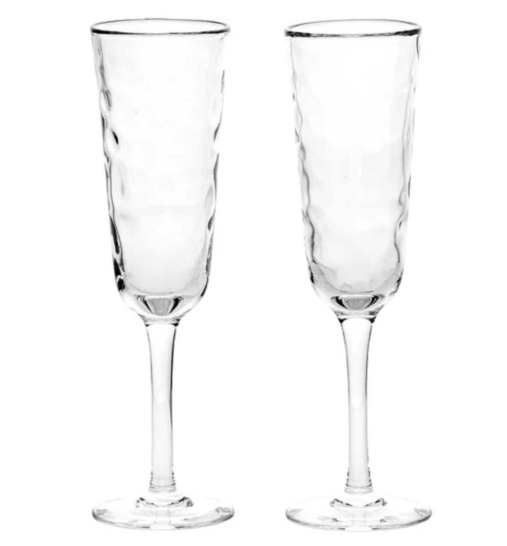 Juliska Puro Toasting Flute Set of 2 - Elegant Crystal Champagne Glasses for Wedding Toasts, Anniversaries & Celebrations
