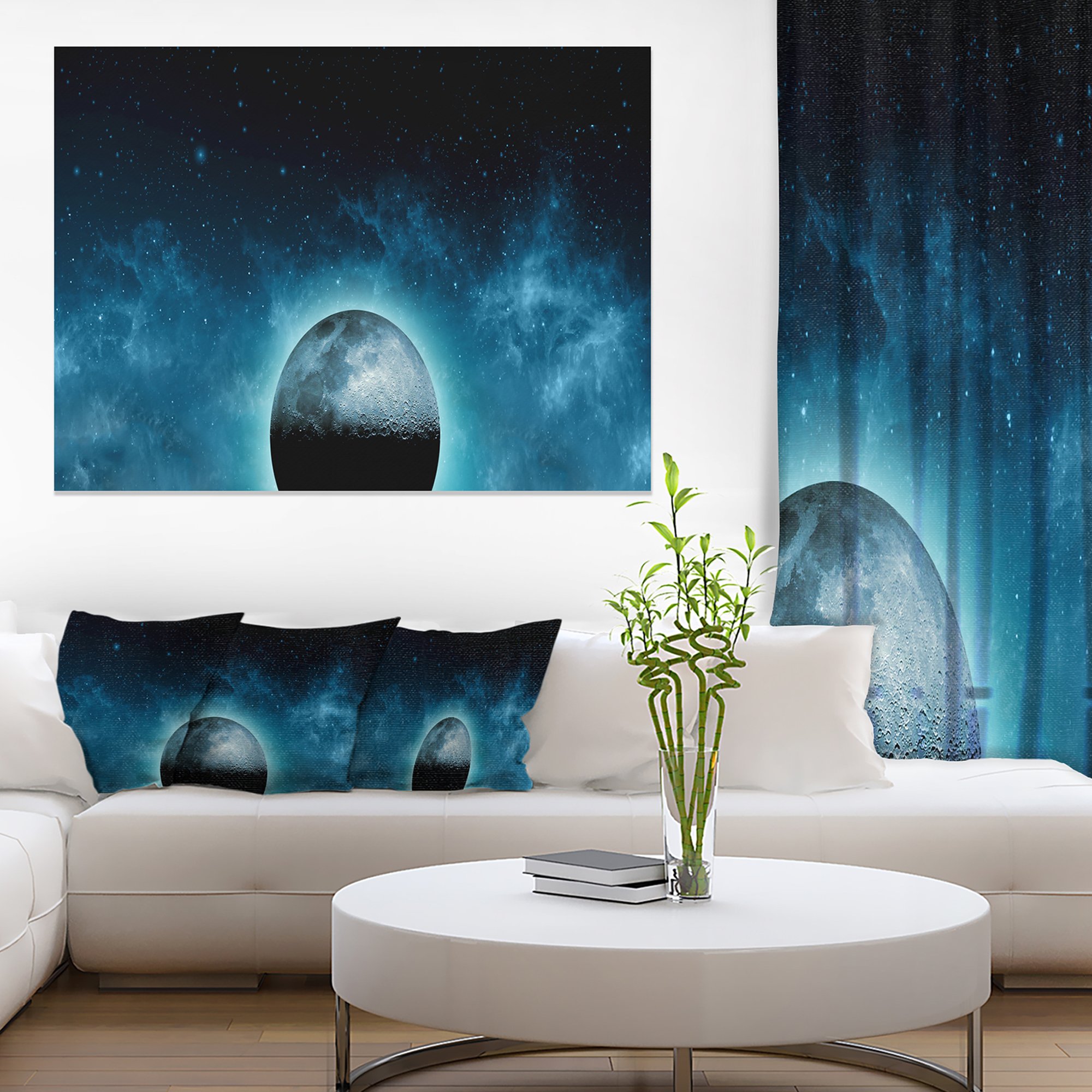 Galaxy Moon Wall Art - Extra Large Landscape Canvas Print for Living Room, Bedroom & Office Decor | Space Themed Home Decoration