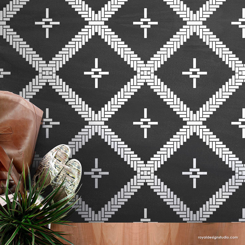 Intertwined Wall Stencil - DIY Home Decor Stencils for Painting, Wall Art, and Creative Projects | Perfect for Bedroom, Living Room, and Nursery Wall Designs