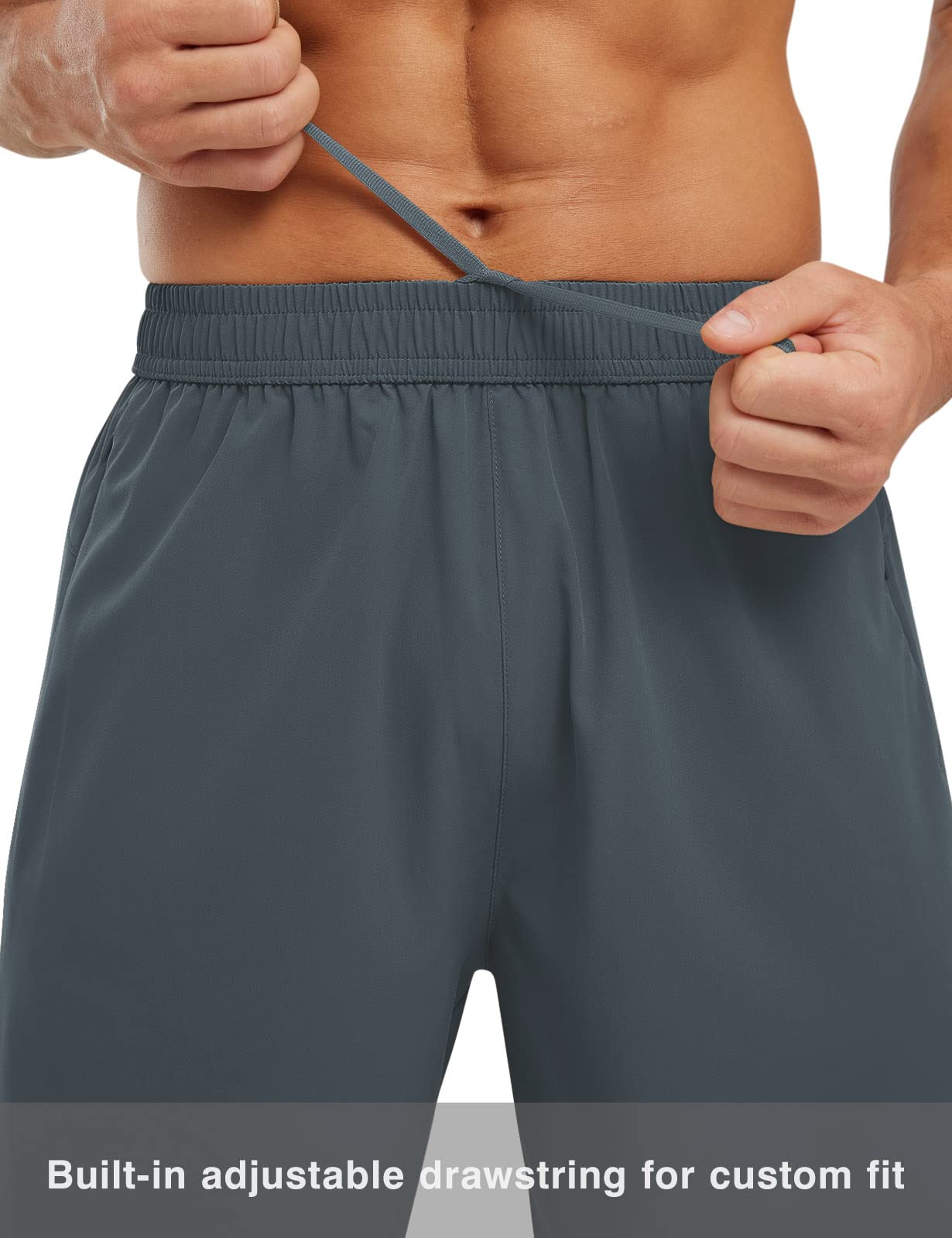 TBMPOY Men's Quick Dry 7'' Shorts with Zipper Pockets - Elastic Waist Lightweight Gym & Training Shorts for Running, Hiking, Workout & Outdoor Activities