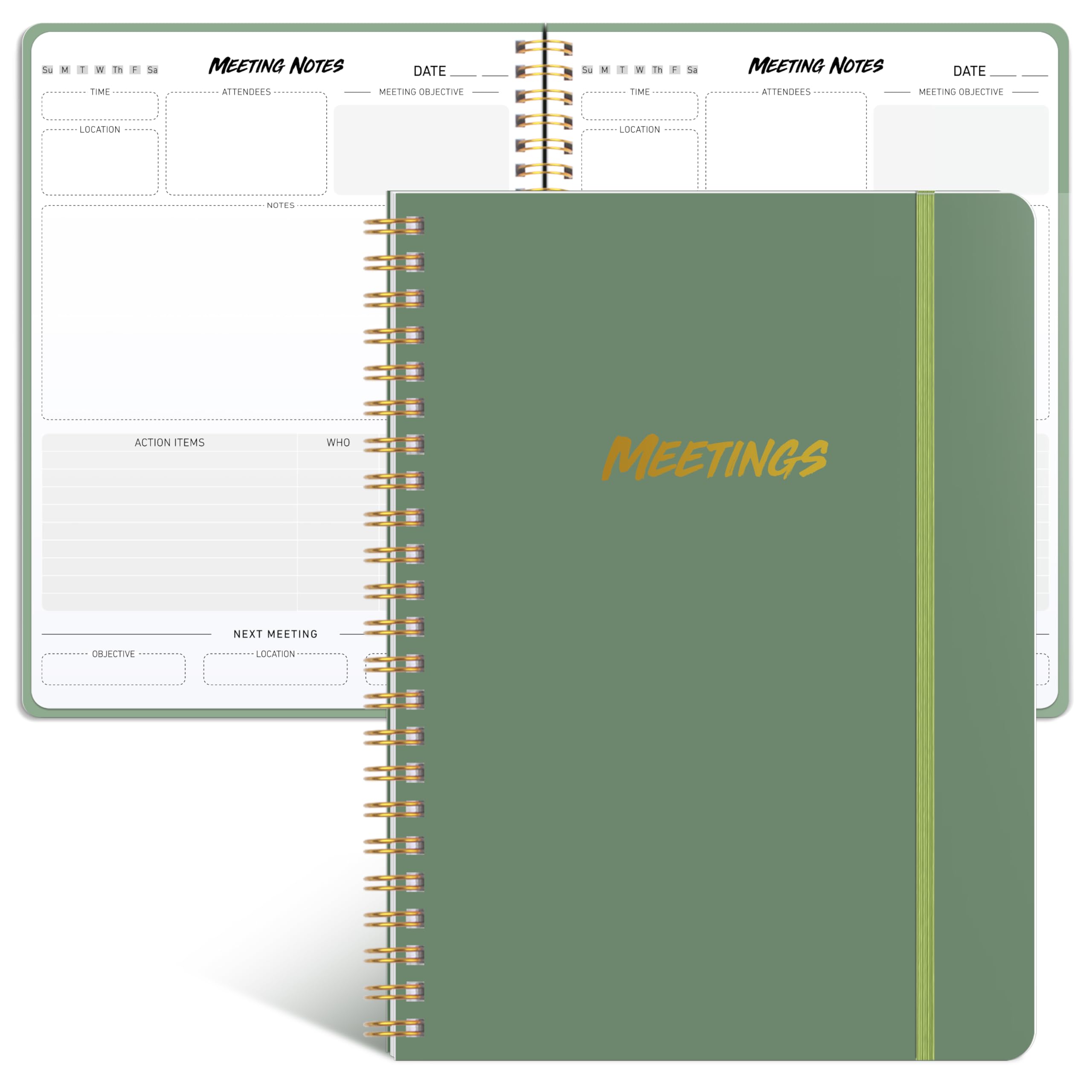 Professional Meeting Notebook for Work Organization - 160 Page Planner with Action Items, Agenda & Pocket (6.9