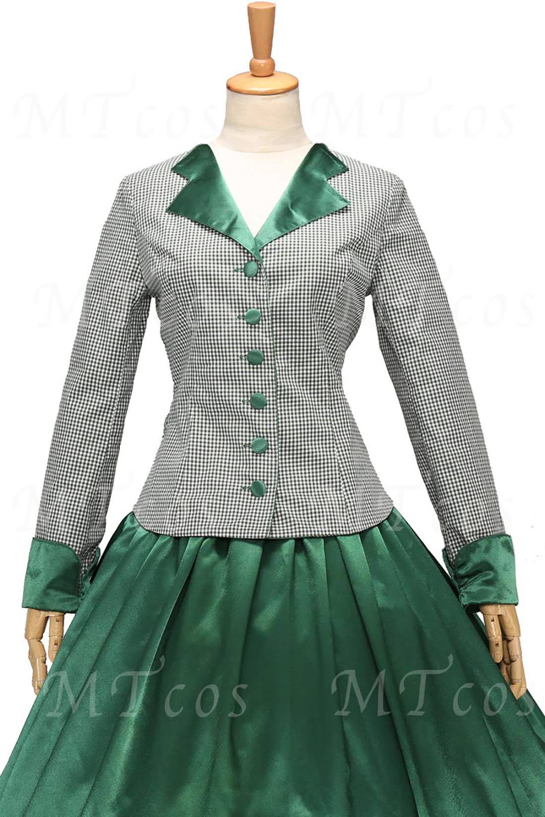 Victorian Tartan Ball Gown Dress - Civil War Style Ruffled Gown with Bow for Historical Reenactments, Cosplay & Themed Parties