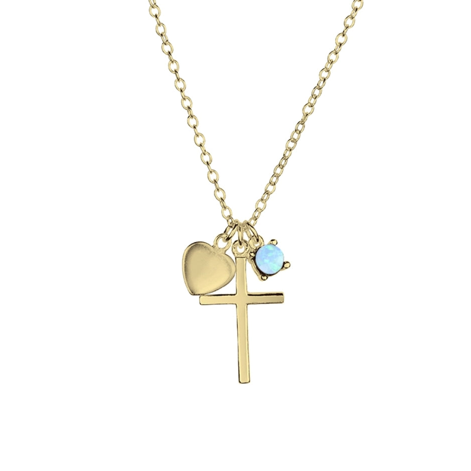 Blue Opal Faith Love Cross Necklace - Elegant Spiritual Jewelry for Women, Perfect for Gifts, Church, Weddings & Daily Wear