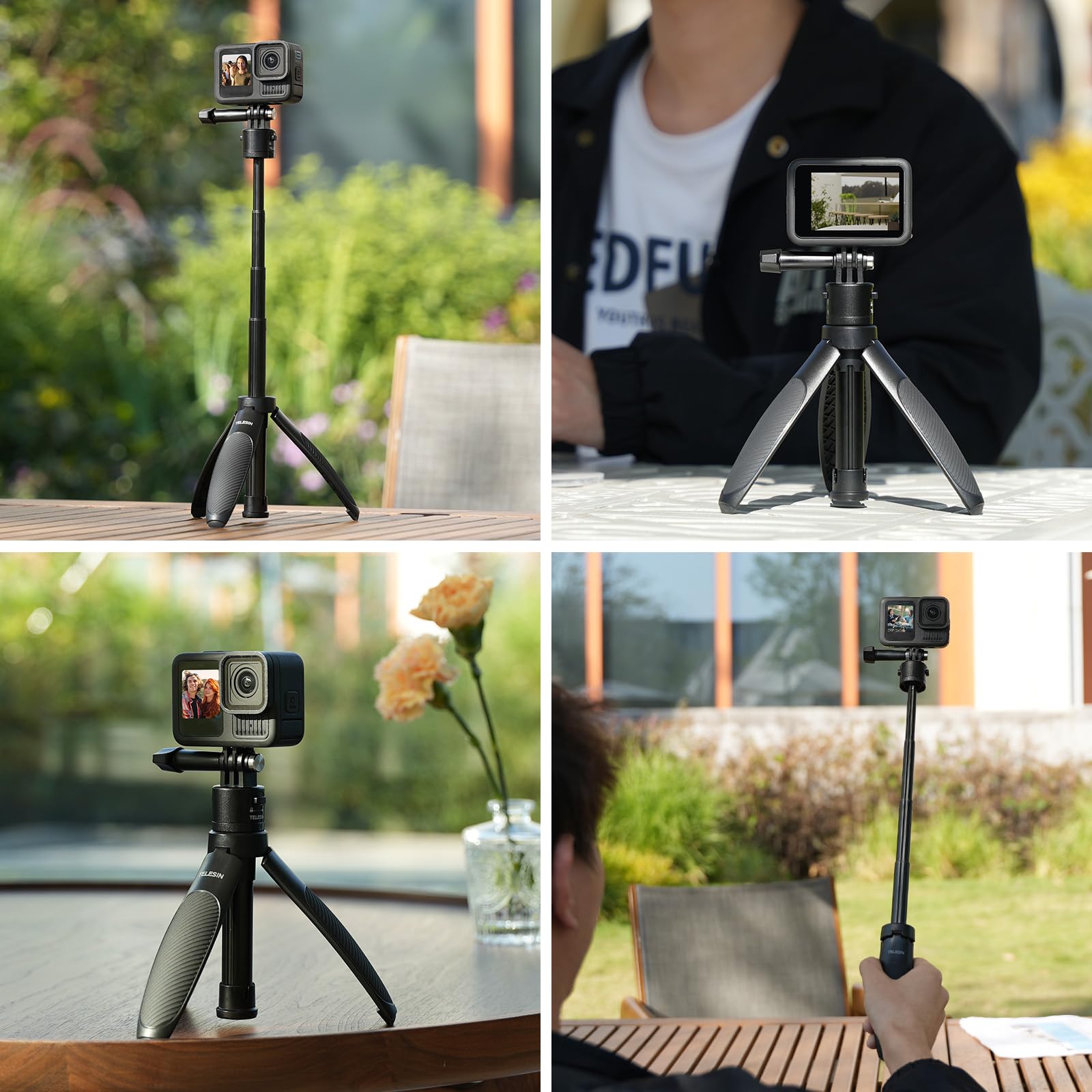 Extendable Selfie Stick Tripod with Quick Release for GoPro Hero 13/12/11/10/9/8, Insta360, DJI Action Camera - Portable Vlogging Monopod Handle Grip for Travel, Hiking & Outdoor Adventures