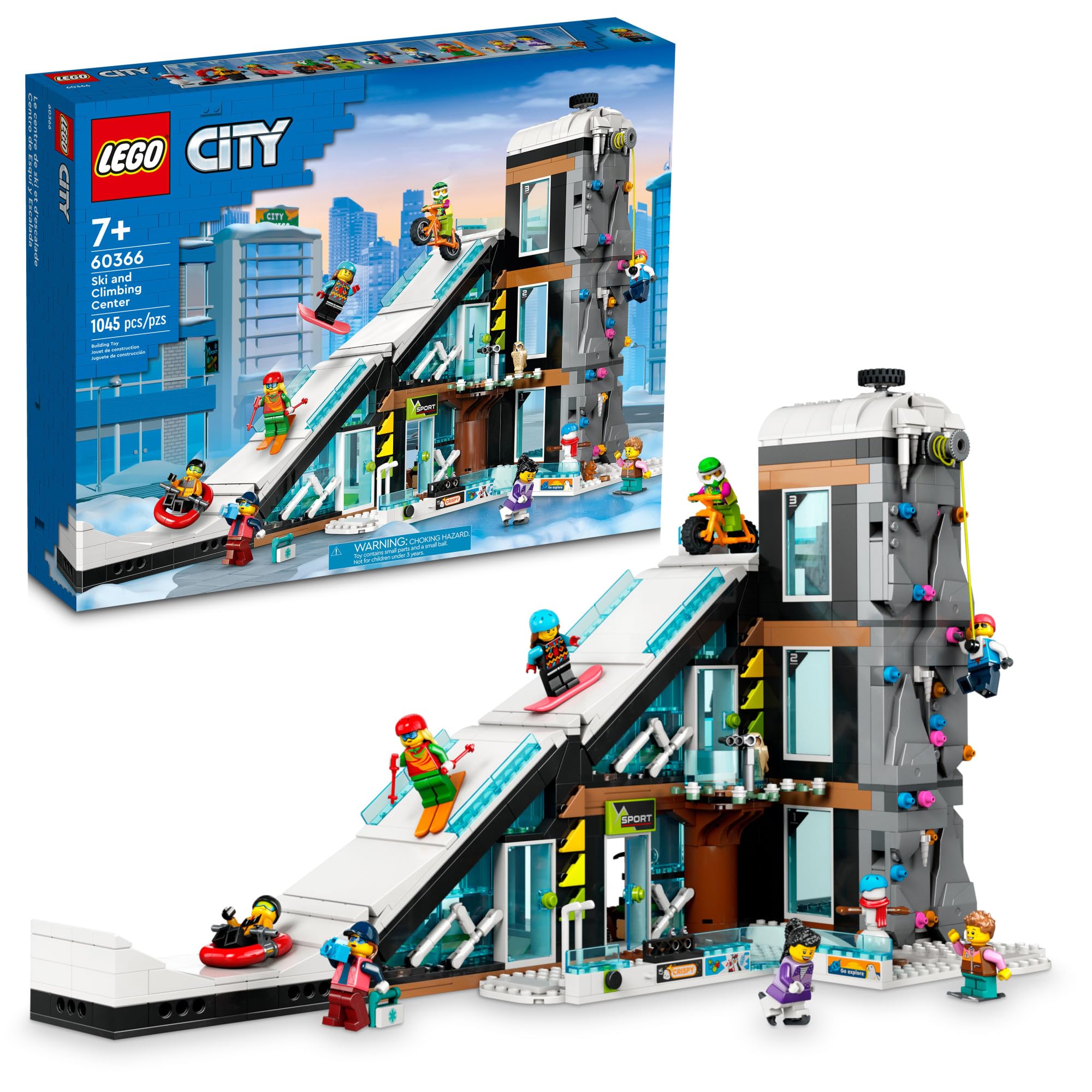 LEGO City Ski and Climbing Center Building Toy Set (60366) - 3-Level Winter Sports Playset with Ski Slope, 8 Minifigures & 2 Animal Figures - Perfect Gift for Kids & Ski Enthusiasts | Creative Winter-Themed Play for Indoor Snow Adventures