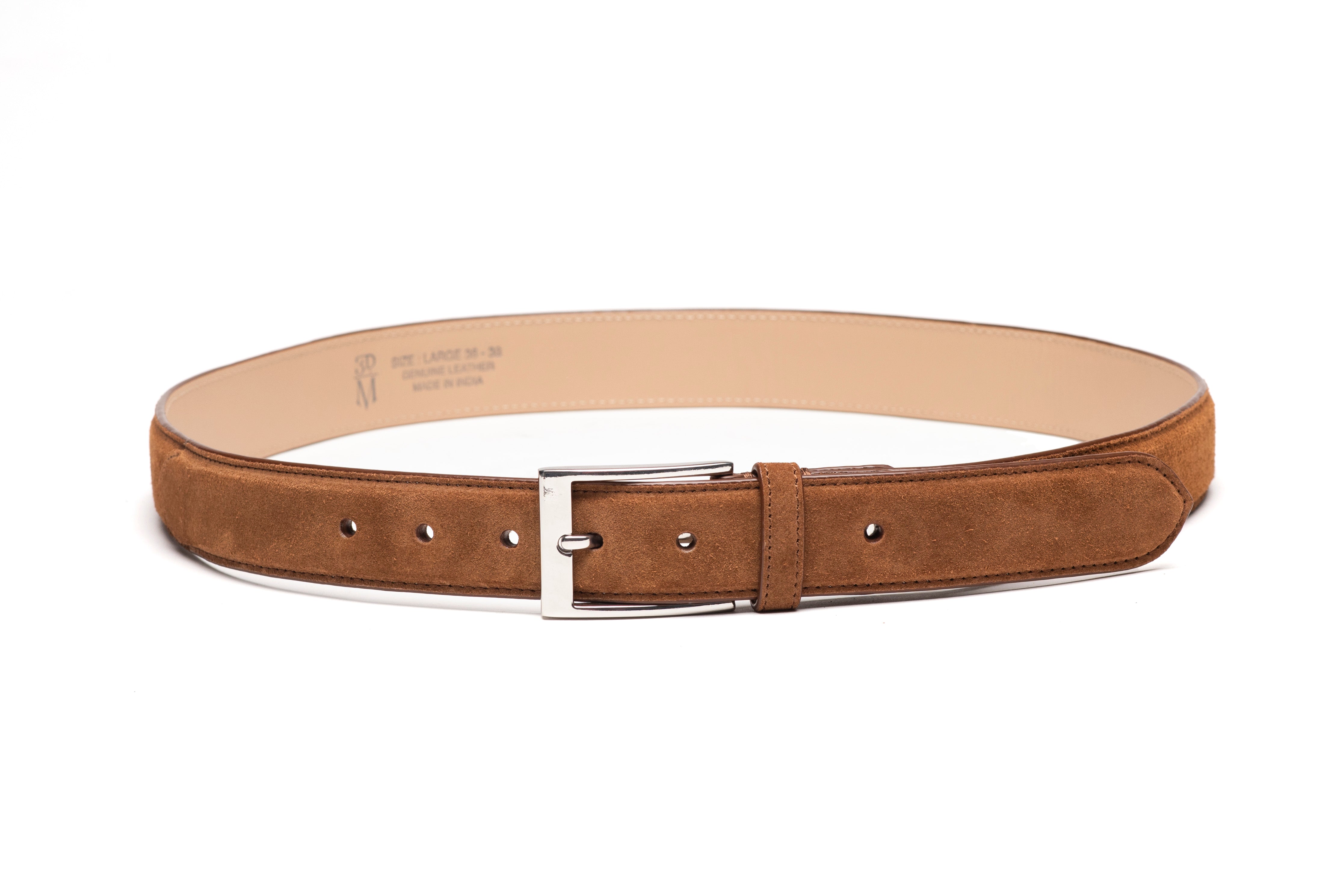 Premium Cognac Suede Flat Belt for Men - Stylish & Durable Leather Belt for Casual & Formal Wear - Perfect for Office, Business, and Everyday Outfits