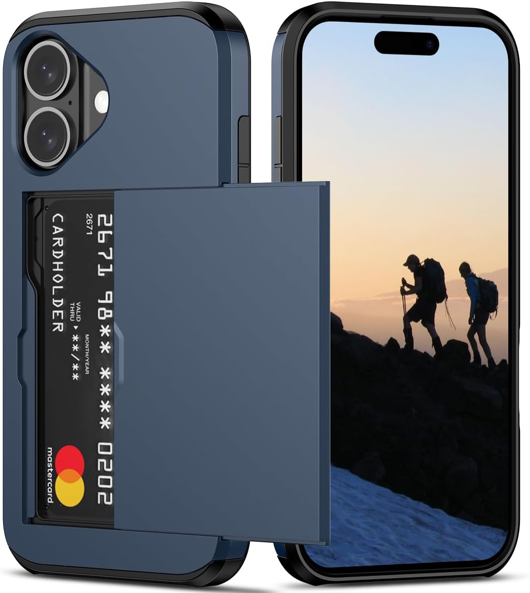 Premium iPhone 16 Wallet Case with 5 Card Slots - Heavy Duty Shockproof Dual Layer Protection & Hidden Storage | Perfect for Travel, Work & Everyday Use